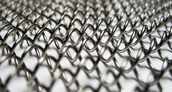 Stainless steel hanging fireplace screen closeup